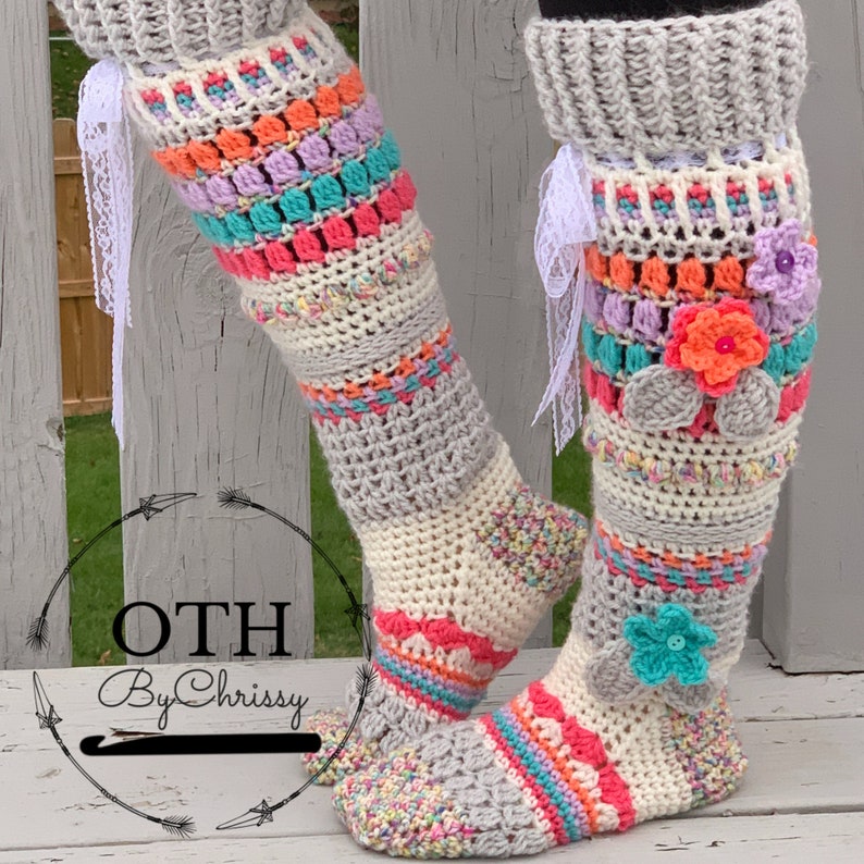 Knee High Sock Pattern Crochet Thigh High Sock Pattern Etsy