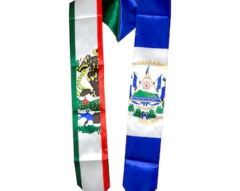 Mexican /Elsalvador mex flag graduation stole