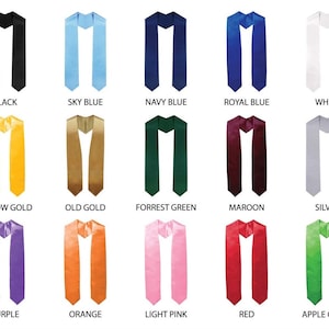 Plain Graduation stole, sach, graduation gift, with trim 72’