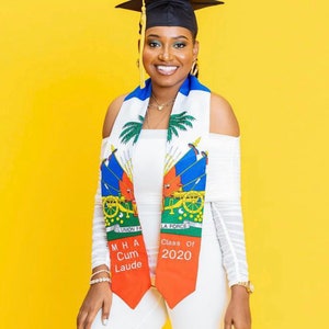 Mix Haitian / American Flag Graduation Stole/sash