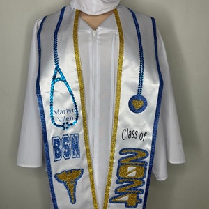 Custom Graduation stole, graduation sash, nursing graduation stole, customize stole