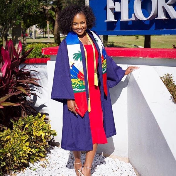 Haiti Haitian Flag graduation stole (Satin)