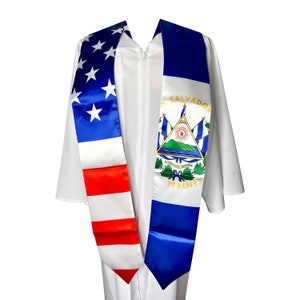 Szata na zakończenie roku szkolnego z flagą El Salvador/USA (satyna)