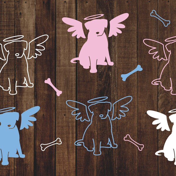 Angel Dog with Bones PNG/SVG, Digital Graphic + Working Stencil Download