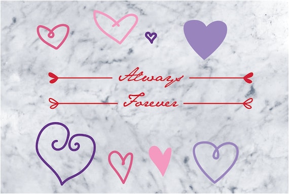 Always Forever Banner And Hearts Png Svg Digital Graphic Etsy