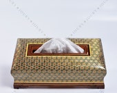 Handmade Wooden tissue Box wooden box fall Home decor mosaic box inlay with Copper Christmas Gift Gift for her