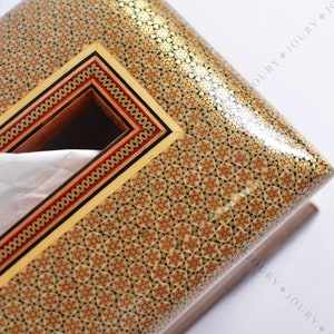 Wooden Tissue box inlaid with copper