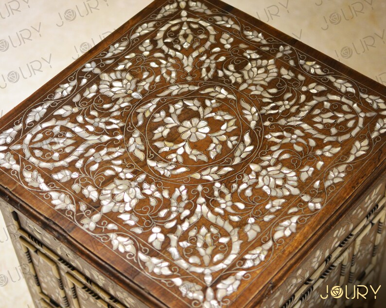 Handmade Wooden Coffee Table Mother of Pearl Inlaid Etsy