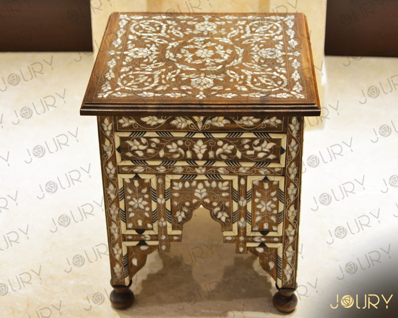 Handmade Wooden Coffee Table Mother of Pearl Inlaid Etsy