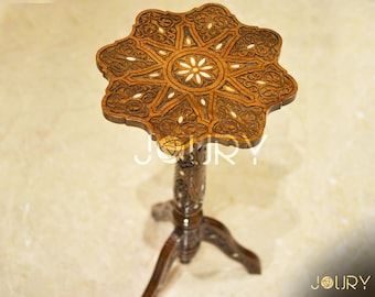 Wooden Table, handmade - mosaic - Side table - Tea table - Coffee table - mother of pearl inlaid - Wooden decor - home decor