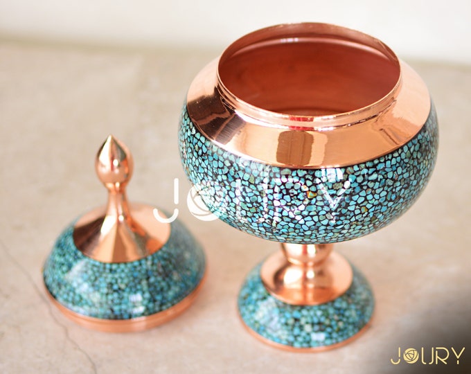 Antique set of 3 Copper Vase, Gold & Blue Vase, Dry Flower Vase for guest Room, Home Decorations, Accessories