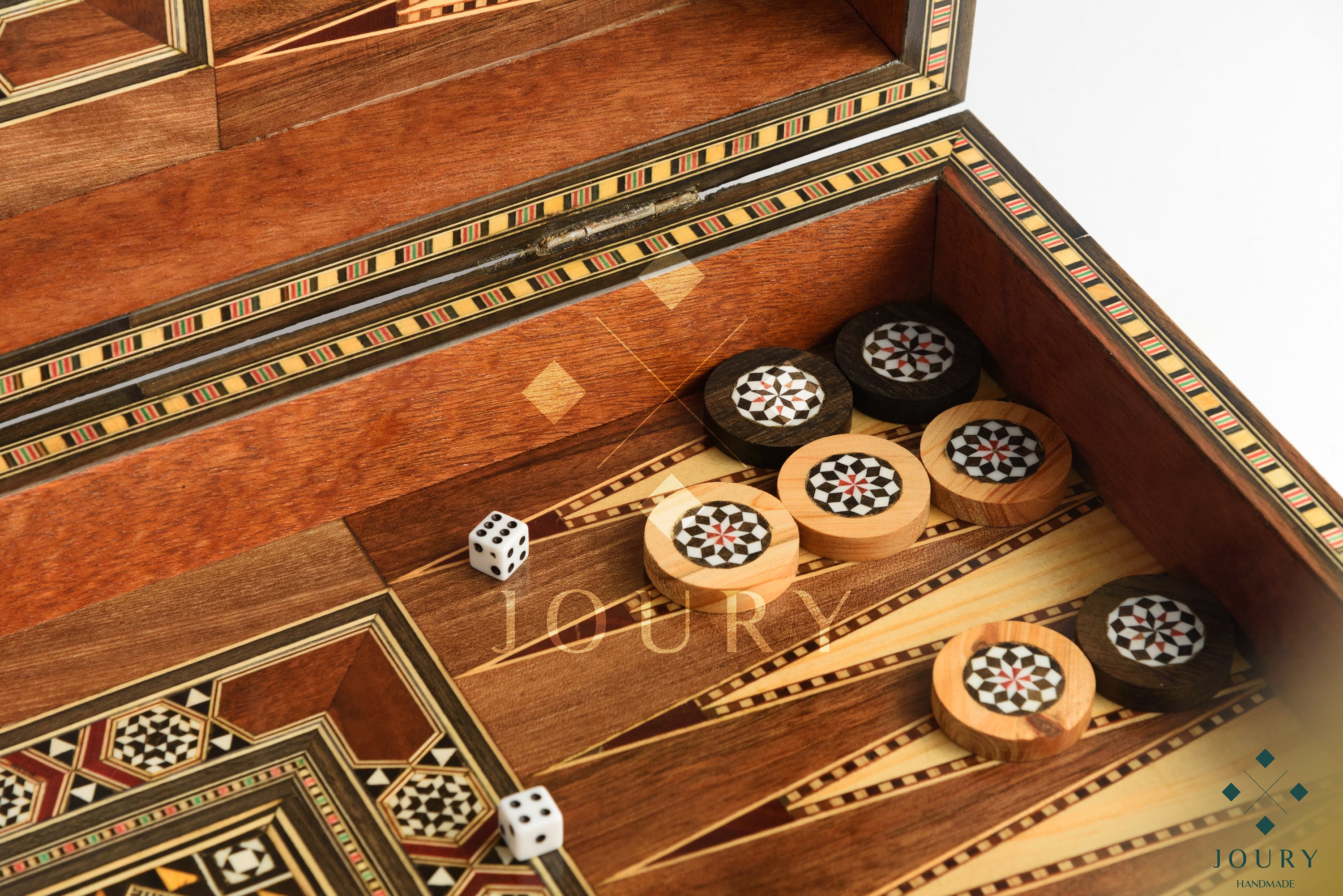 Inlaid with pearl wooden chess box, foldable backgammon box, large size