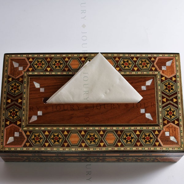 Wooden Tissue Box/ rectangular tissues box/ Home decor /mosaic box inlay with mother of pearl/ lined inside /Christmas Gift