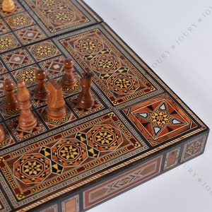 20.5 Inches Istanbul Chess Set Walnut - Mother of Pearl inlaid Chess B –  Craftsoy