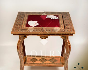 Handmade Wooden chess table, backgammon, poker table /chess board/ Inlaid with Pearl/ board games/ Christmas gift for dad