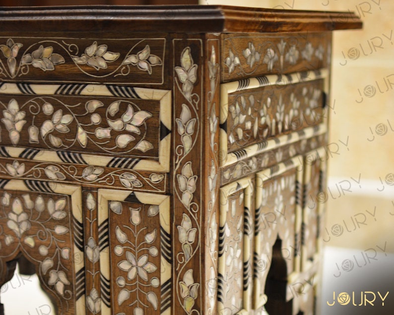 Handmade Wooden Coffee Table Mother of Pearl Inlaid Etsy