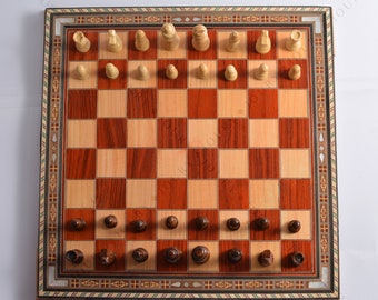 Chess Set Handmade Mosaic Inlay with Pearl/ Chess Set with Hand Carved Pieces, board games, chess, Christmas gift/ gift idea