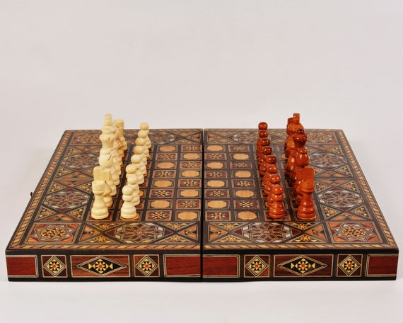 Clearance Sale Wooden Chess Set FREE BACKGAMMON PIECES 