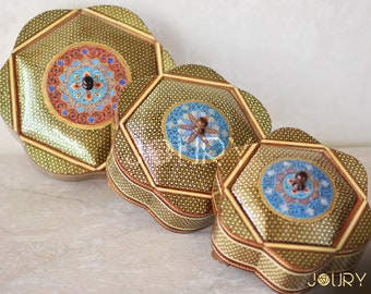 HANDPAINTED box / Chocolate Box/ Handmade box/ EID gift/ mosaic box inlay with Copper /Christmas Gift/ Birthday Gift