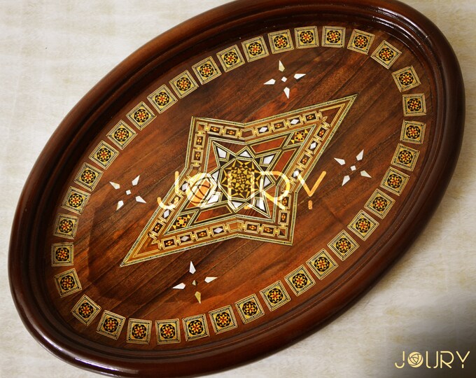 EID vintage tray, wooden tray ,handmade tray, gift ,home decor, serving, kitchen, dining,mosaic, pearl