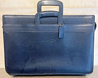 VTG Coach Black Leather Associate Bag Messenger Briefcase Lux Tote Purse 5203
