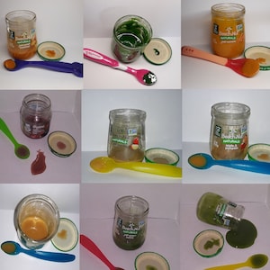2 Random Real baby food jars of fake Faux baby food reborn doll prop role play