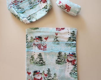 Christmas-Holiday Doll Blanket 3 Piece Sets