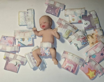 Set of 3 Made to order.Miniature Diapers for a 4"-7" Silicone Doll Ooak Doll Barbie Baby