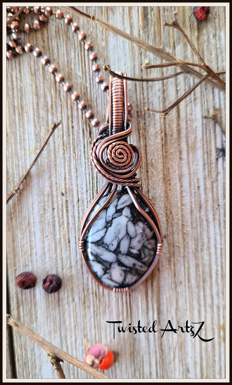 Copper Wire Wrapped Pendant Pinolith Jasper