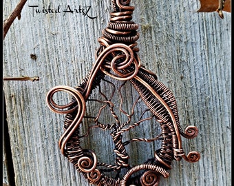 Copper Wire Wrapped Tree of Life Pendant