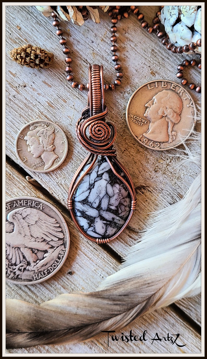Copper Wire Wrapped Pendant Pinolith Jasper