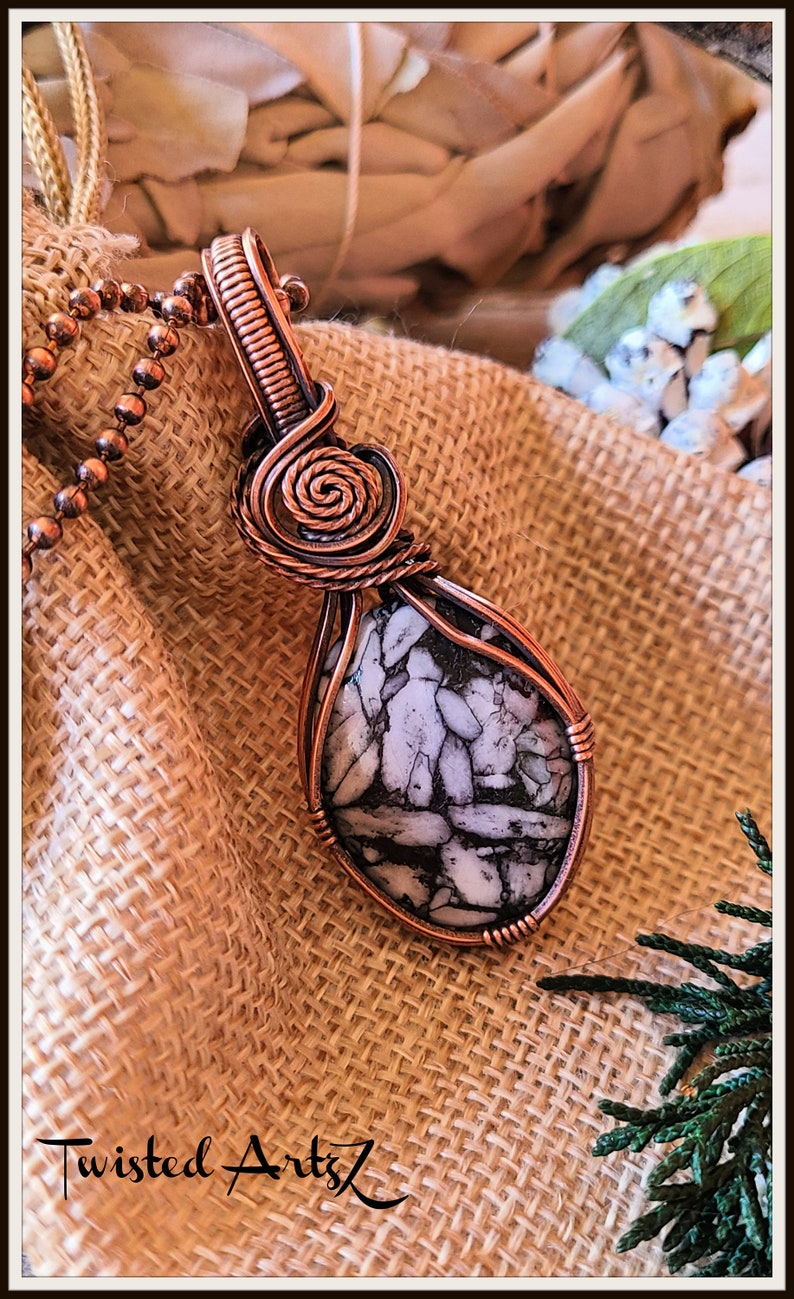Copper Wire Wrapped Pendant Pinolith Jasper