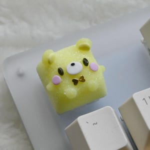 Yellow Gumdrop Bear Artisan Keycap: Kawaii Pastel Candy, Handmade Polymer Clay