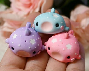 Cherry Blossom Whale Shark Figurine Collectible - Polymer Clay Figurine (made to order)