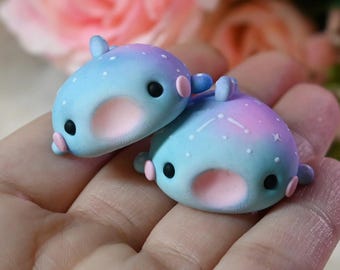 Galaxy Whale Shark Figurine Collectible - Polymer Clay Figurine (made to order)