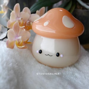 Mushroom Trinket Jar: Kawaii Stash Container, Jewelry Storage