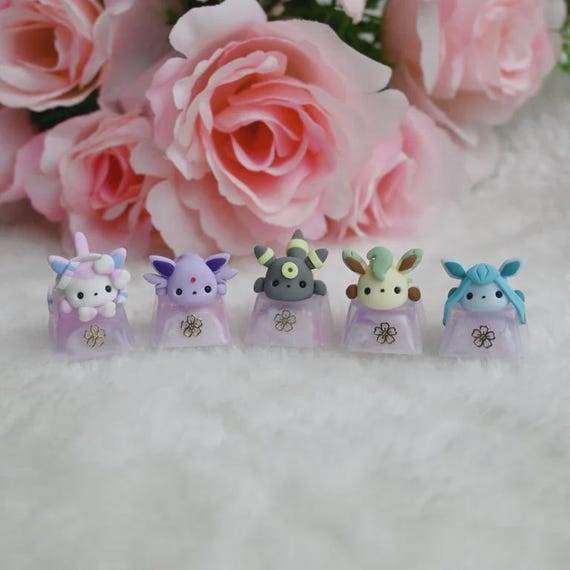 Evolutions Chibi Style Keycaps | Handmade Artisans | Cute Keycaps | Anime Inspired