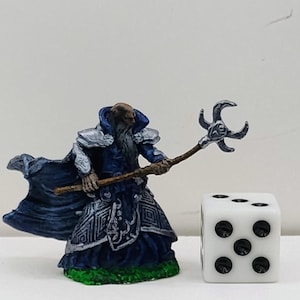 Human Wizard Art Print: Navy Robes, Silver Armor