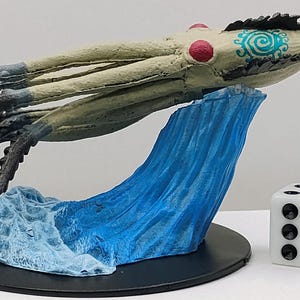 Young Kraken Miniature: Rune-Marked Tentacle Monster
