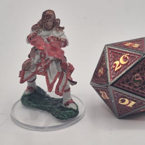 Human Wizard Miniature: Crimson Fire Staff, White Robes
