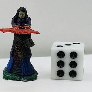 Human Wizard Miniature: Red Arcane Energy, Mystical Runes