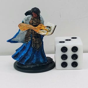 Blue Robe Human Wizard Miniature: Silver Cloak, Dungeons and Dragons