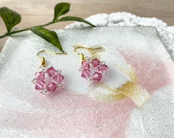 Swarovski crystal drop earrings pentagon hook earrings, Handmade