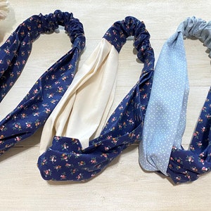 Cute Hair band, Blue, twisted, cotton, hair scarf, hair wrap, spring headband, summer headband, gift for her