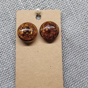 Round Brown and Black Glittery Earrings