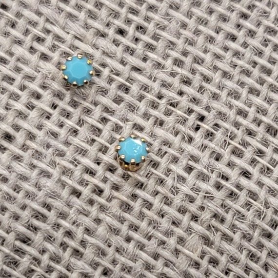 Turquoise and Gold Stud Earrings - image 2