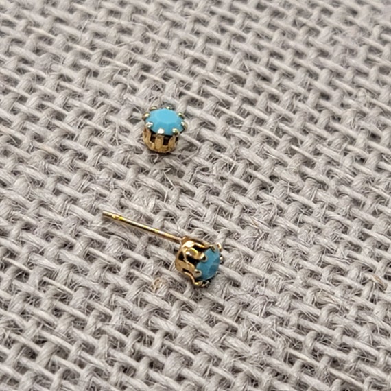 Turquoise and Gold Stud Earrings - image 3