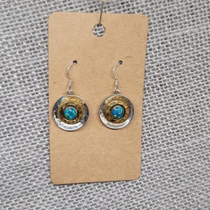 Sterling Silver, Gold and Opal Disc Earrings