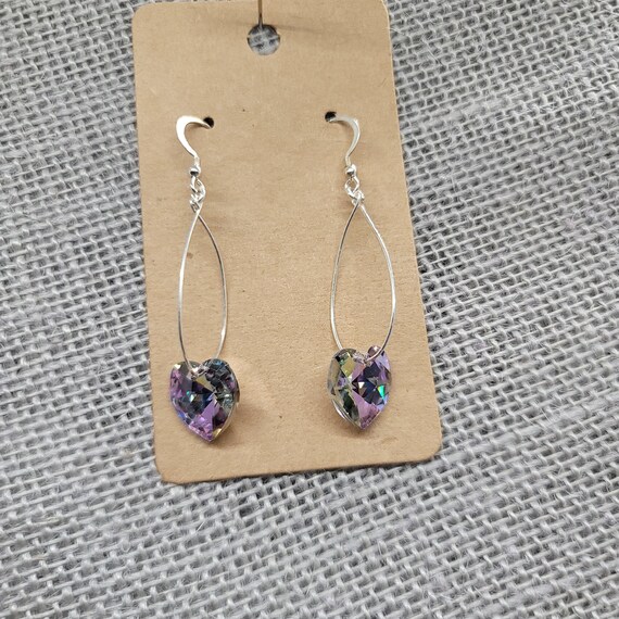 Swarovski Crystal Drop Heart Earrings - image 5