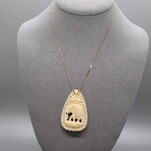 Vintage 1960&#39;s Celluloid Elephant Pendant on Chain